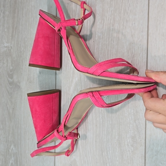 Sam Edelman Women KIT Pink Suede Square Toe Heels Sandals Shoes Sz 8.5M - Picture 9 of 12